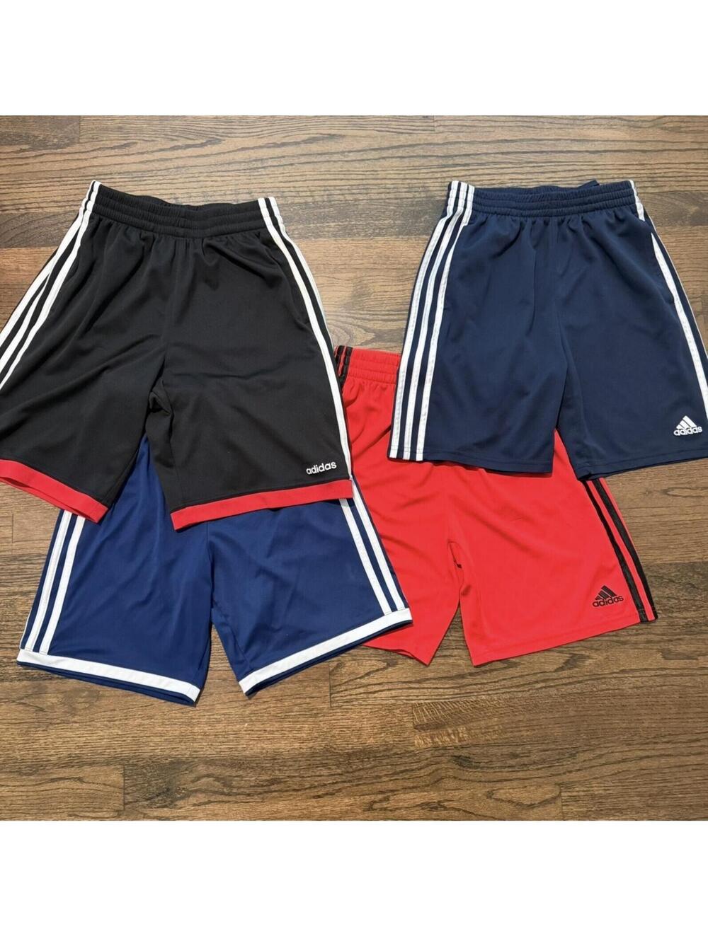 Adidas Boy’s Black Blue Red & Navy Athletic Shorts Size Large